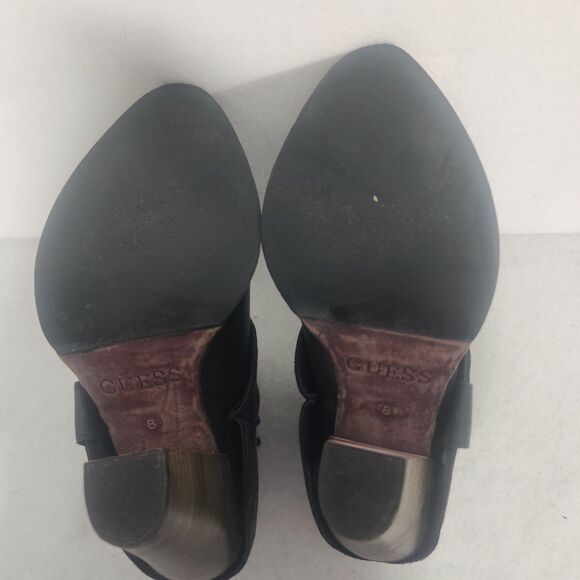 Guess By Marciano Black Floral Zip Up Ankle  Cowgirl Boots Pointed Toe 8 - Picture 6 of 10